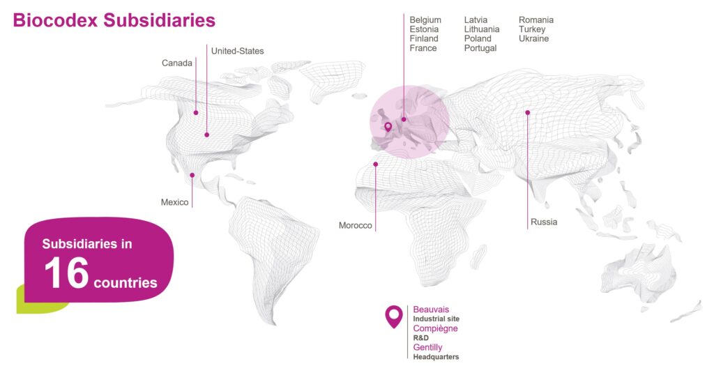 Map of Biocodex subsidiaries