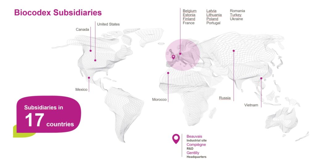 Map of Biocodex subsidiaries